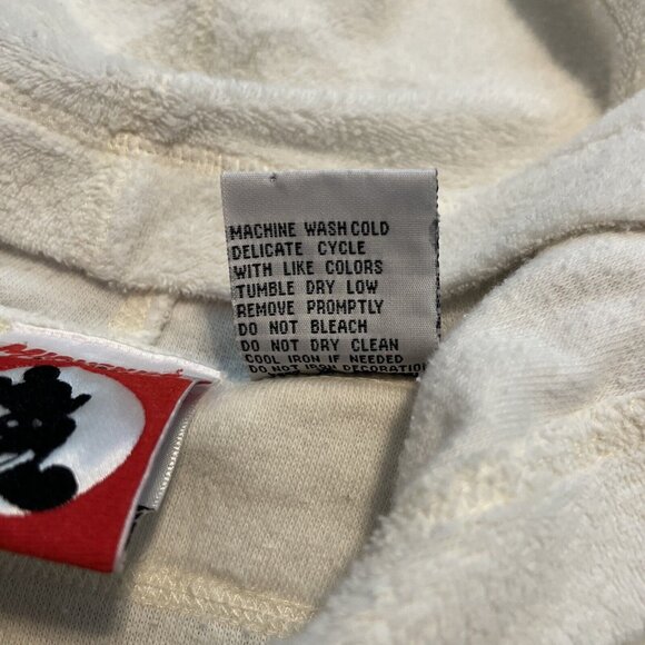 Vintage Mickey Inc Terry Cloth Sweater SZ Medium Cream 1/4 Zip Disney 90s - Picture 10 of 12